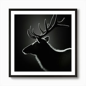 Elk Head Silhouette 1 Art Print