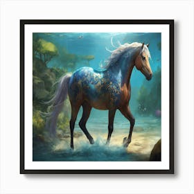 Horse In The Water Art Print