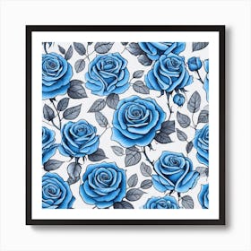 Blue Roses 11 Art Print