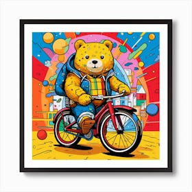 Bear On A Bike 3 Art Print