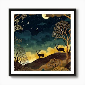 Leonardo Anime Xl A Natural Nighttime Scene With Golden And Br 3 Art Print