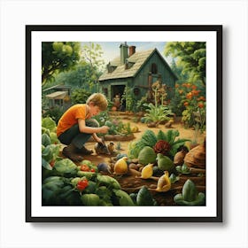 Boy In The Garden Art Print