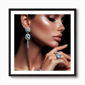 Woman Wearing Diamond Jewelry Art Print