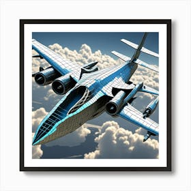 Futuristic Transport Plane Cubism Style Art Print