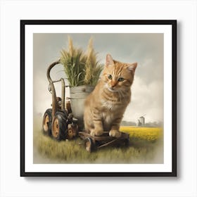 Cat In A Tractor Art Print