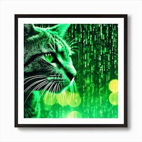 neon cat Art Print