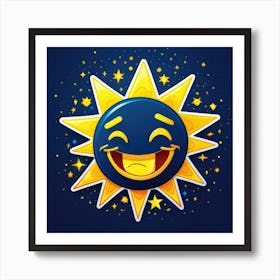 Lovely smiling sun on a blue gradient background 24 Art Print