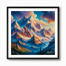 Sunrise Over The Mountains Art Print