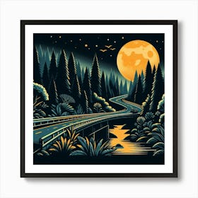 Moonlight Road Art Print