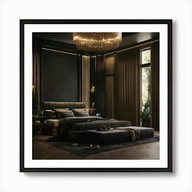 A High End Luxury Bedroom With Black Décor (2) Art Print