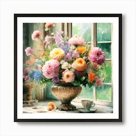 Flowers By The Window Art Print