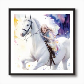 Fairy On A White Horse Art Print