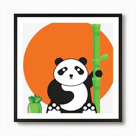 Panda Animal Orange Sun Nature Art Print