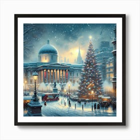 Christmas In London At winter With Trafalgar Square Art Print