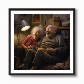 Old Couple Laughing Art Print