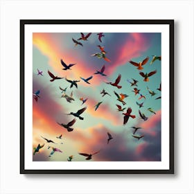 Hummingbirds In Flight 1 Art Print