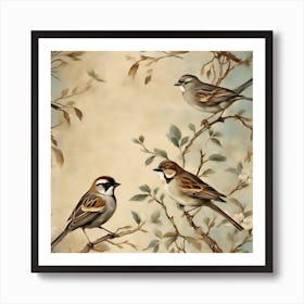 Birds On A Branch Art Print