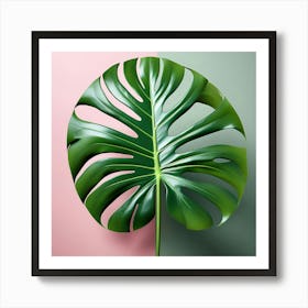 Abstract modernist Monstera leaf Art Print