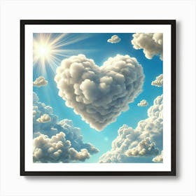 Fluffy White Heart Cloud Art Print