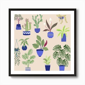 Potted House Plants Pink Art Print