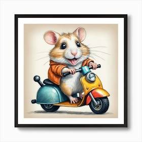 Hamster On A Scooter 5 Art Print