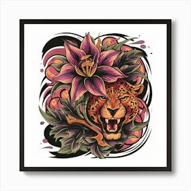 Leopard And Lily Art Print