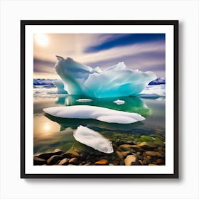 Icebergs In The Water 27 Art Print