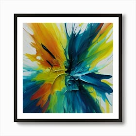 Gorgeous, distinctive yellow, green and blue abstract artwork 11 Art Print