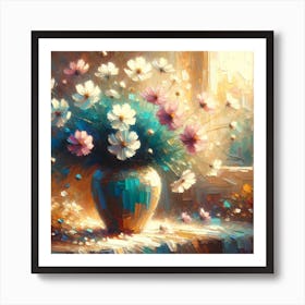 Cosmos Flowers In A Vase 12 Art Print