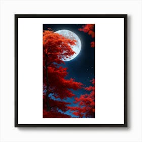 Full Moon Over Trees Art Print