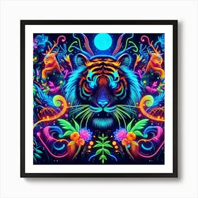 Psychedelic Tiger 1 Art Print