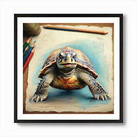 Turtle Drawing 17 Art Print