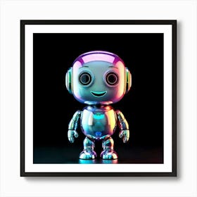 Firefly Minimalist, Cartoon, Happy, Cybernetic, Robot, Icon, Emoji, Black Background, 3d Render, Hol Art Print