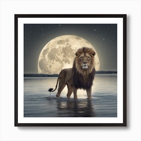 465268 Le Lion Boit De L’Eau Dans La Nature Avec Une Gran Xl 1024 V1 0 Art Print