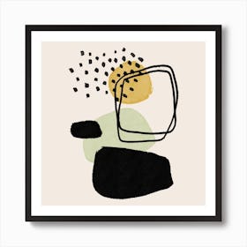 Abstract Brushstrokes And Square Square Art Print