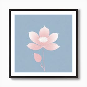 A White And Pink Flower In Minimalist Style Square Composition 207 Art Print