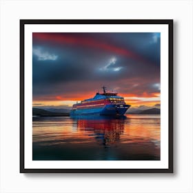 Sunset On The Fjords 2 Art Print