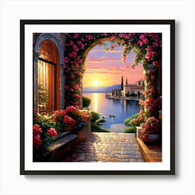 Sunset In The Garden 1 Art Print