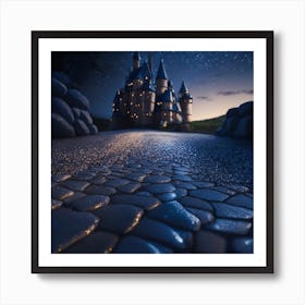 Fairytale Castle At Night Art Print