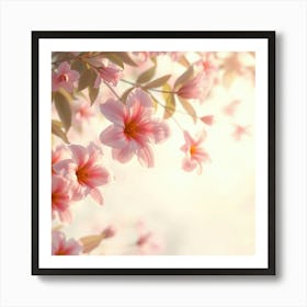 Pink Flowers Background Art Print