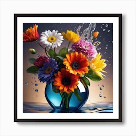 Colorful Flowers In A Vase 9 Art Print