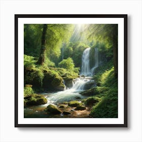 Waterfall In The Forest Art Print