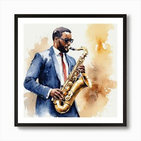 Jazz Musician Playing Saxophone Art Print