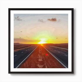 Sunset On The Highway Art Print