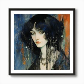 Woman With Black Hair Art Print