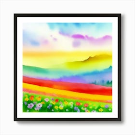 Watercolor Flower Meadow Art Print