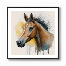 Horse Watercolor Painting Art Print