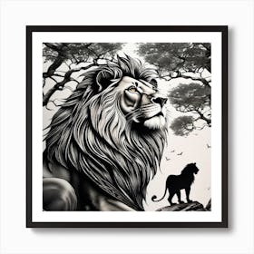 Lion And Lioness Art Print