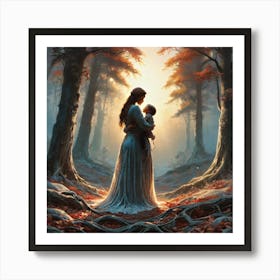 Mother And Child In The Woods 1 Art Print