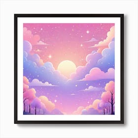 Sky With Twinkling Stars In Pastel Colors Square Composition 235 Art Print